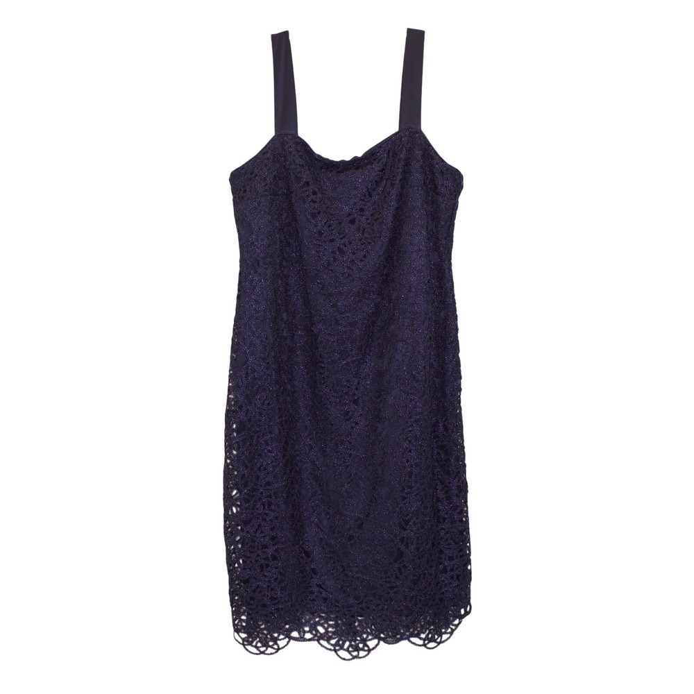 R&M Richards Dress Womens 14W Metallic Lace Purple Sleeveless Formal Evening
